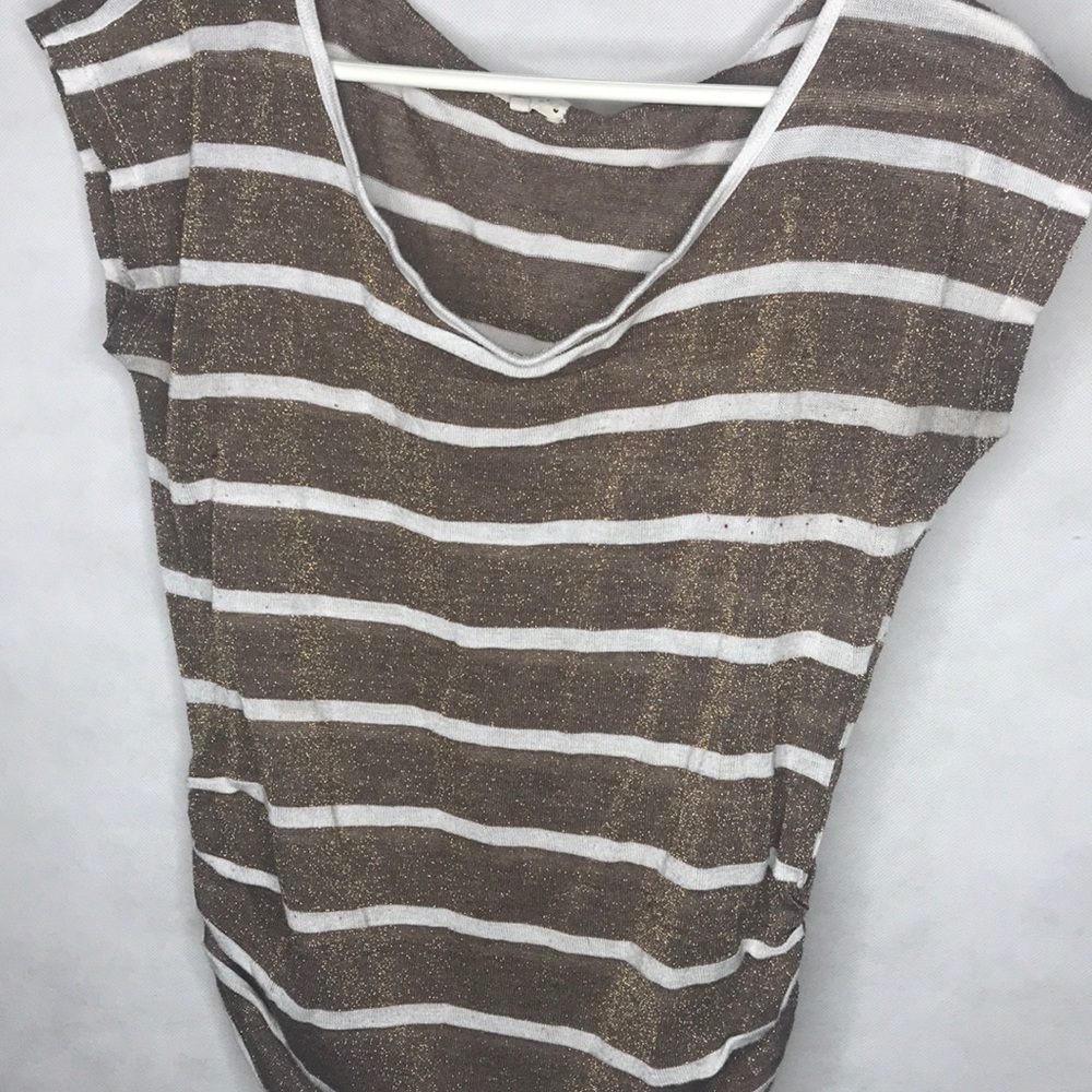 Gold Glimmer and White Striped Top